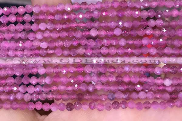 CTG1640 15.5 inches 3mm faceted round tiny pink tourmaline beads