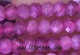 CTG1642 15.5 inches 3*4mm faceted rondelle tiny pink tourmaline beads