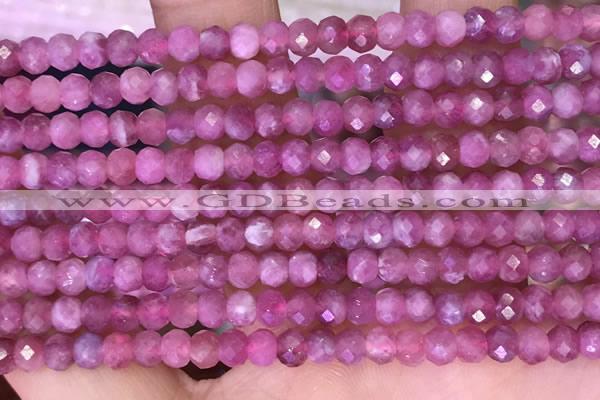 CTG1643 15.5 inches 3.5*5mm faceted rondelle tiny pink tourmaline beads