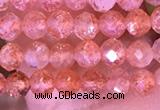 CTG1647 15.5 inches 3mm faceted round tiny strawberry quartz beads