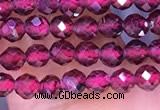 CTG1652 15.5 inches 3mm faceted round tiny red garnet beads