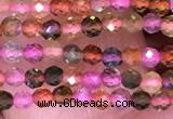 CTG1657 15.5 inches 2mm faceted round tiny tourmaline beads