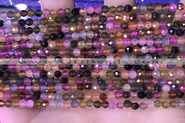 CTG1659 15.5 inches 3.5mm faceted round tiny tourmaline beads