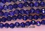 CTG1667 15.5 inches 3mm faceted round tiny blue goldstone beads