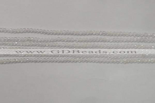 CTG202 15.5 inches 3mm faceted round tiny white crystal beads