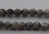 CTG215 15.5 inches 3mm faceted round tiny grey picture jasper beads