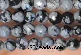 CTG2210 15 inches 2mm,3mm faceted round snowflake obsidian beads