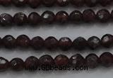 CTG222 15.5 inches 3mm faceted round tiny red garnet beads