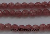 CTG223 15.5 inches 3mm faceted round tiny strawberry quartz beads