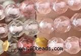 CTG2502 15.5 inches 4mm faceted round volcano cherry quartz beads