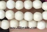 CTG3545 15.5 inches 4mm faceted round white fossil jasper beads