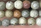 CTG3547 15.5 inches 4mm faceted round silver leaf jasper beads