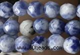 CTG3572 15.5 inches 4mm faceted round blue spot stone beads