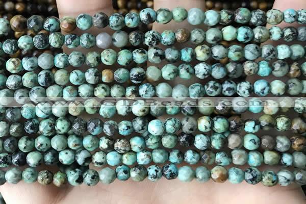 CTG3577 15.5 inches 4mm faceted round African turquoise beads