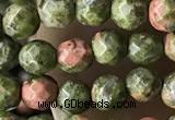 CTG3579 15.5 inches 4mm faceted round unakite beads wholesale