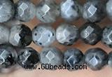 CTG3586 15.5 inches 4mm faceted round black labradorite beads