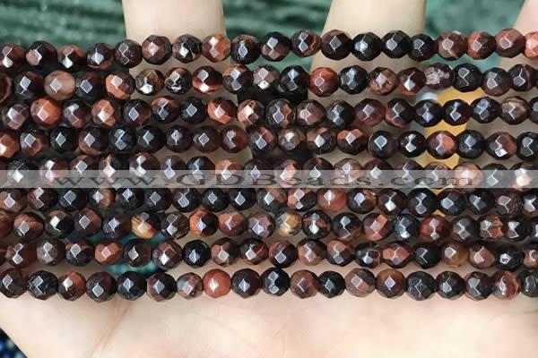 CTG3589 15.5 inches 4mm faceted round red tiger eye beads