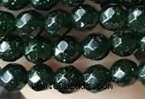 CTG3591 15.5 inches 4mm faceted round green goldstone beads