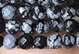 CTG3595 15.5 inches 4mm faceted round snowflake obsidian beads