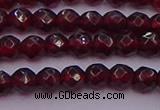 CTG510 15.5 inches 4mm faceted round tiny red garnet beads