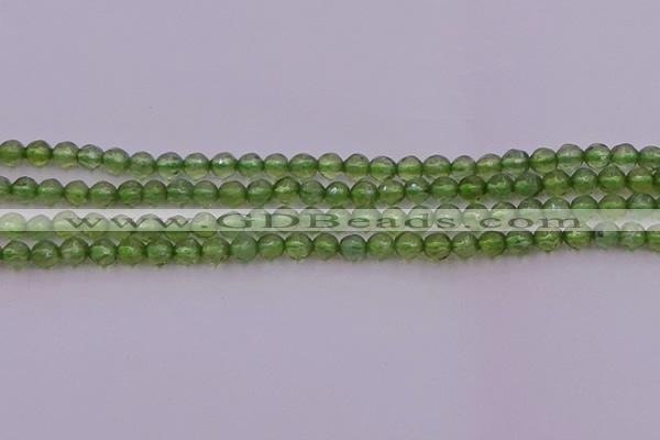 CTG512 15.5 inches 4mm faceted round tiny green apatite beads