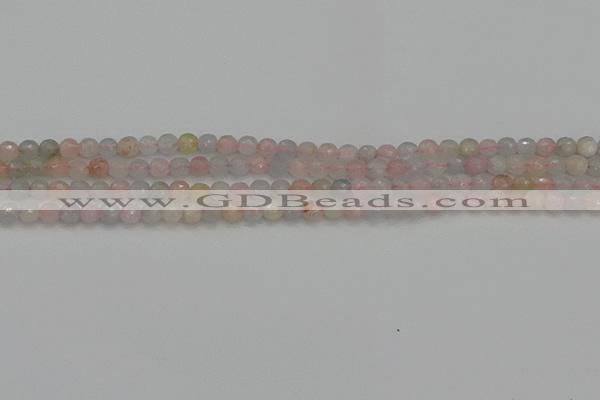 CTG551 15.5 inches 4mm faceted round tiny morganite beads