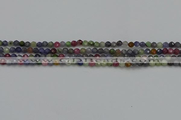 CTG552 15.5 inches 4mm faceted round tiny mixed gemstone beads