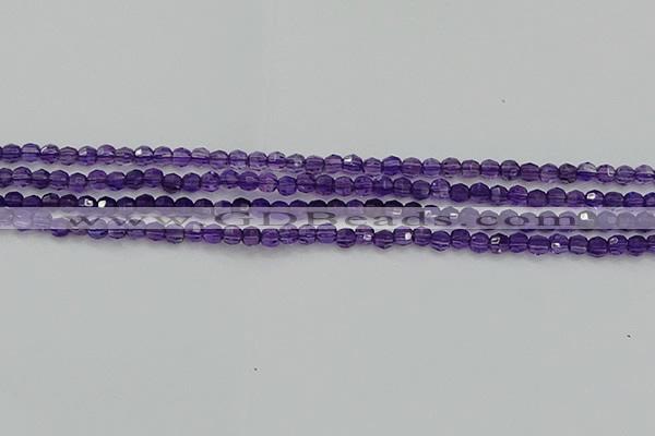 CTG553 15.5 inches 4mm faceted round tiny amethyst beads