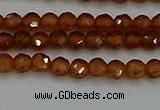 CTG554 15.5 inches 4mm faceted round tiny orange garnet beads