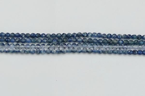 CTG557 15.5 inches 4mm faceted round tiny blue kyanite beads