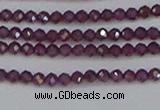 CTG619 15.5 inches 2mm faceted round Indian purple garnet beads