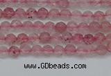 CTG626 15.5 inches 3mm faceted round strawberry quartz beads