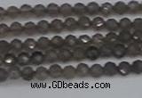 CTG639 15.5 inches 2mm faceted round smoky black obsidian beads