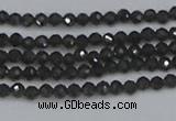 CTG641 15.5 inches 2mm faceted round golden black obsidian beads