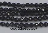 CTG642 15.5 inches 3mm faceted round golden black obsidian beads