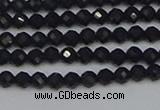 CTG644 15.5 inches 3mm faceted round black tourmaline beads