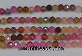 CTG651 15.5 inches 2mm faceted round tourmaline gemstone beads