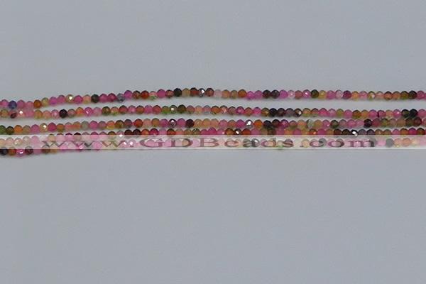 CTG651 15.5 inches 2mm faceted round tourmaline gemstone beads