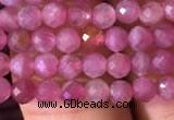 CTG707 15.5 inches 4mm faceted round tiny pink tourmaline beads