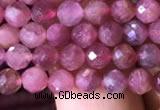 CTG708 15.5 inches 5mm faceted round tiny pink tourmaline beads