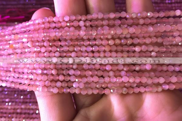 CTG718 15.5 inches 2mm faceted round tiny peach moonstone beads