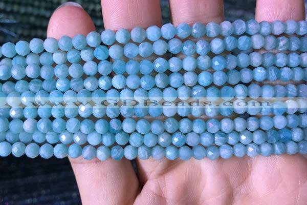 CTG767 15.5 inches 5mm faceted round tiny amazonite gemstone beads