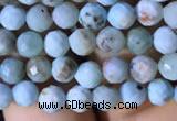 CTG770 15.5 inches 4mm faceted round tiny larimar gemstone beads