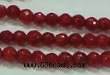 CTG81 15.5 inches 2mm faceted round tiny red coral beads wholesale