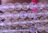 CTG835 15.5 inches 4mm faceted round tiny white moonstone beads