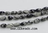 CTJ04 16 inches 4*7mm rice black water jasper beads wholesale