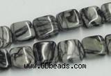 CTJ15 16 inches 12*12mm square black water jasper beads wholesale