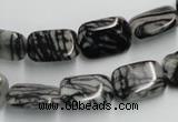 CTJ17 16 inches 12*16mm rectangle black water jasper beads wholesale