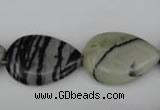 CTJ232 15.5 inches 17*24mm flat teardrop black water jasper beads