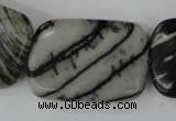 CTJ256 15.5 inches 25*35mm rectangle black water jasper beads